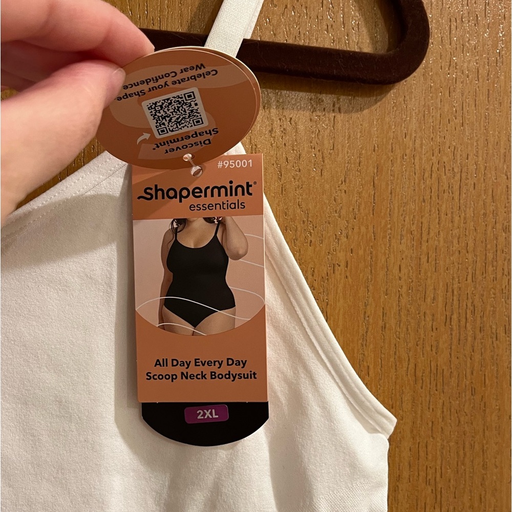 Shapermint Essentials Shaper Bodysuit | White Spaghetti Strap Shapewear Bodysuit - Picture 4 of 6